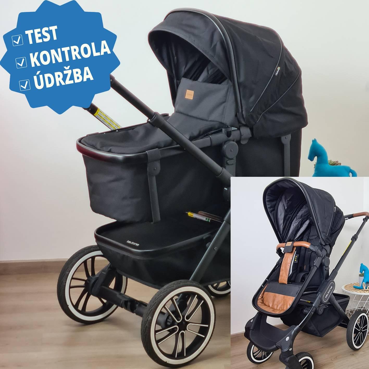 Teutonia Trio Urban Black s príslušenstvom - preverený kočík + darček batoh