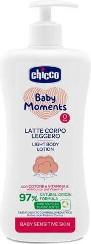Chicco Mlieko jemné telové s dávkovačom Baby Moments Sensitive 97 % prírodných zložiek 500 ml