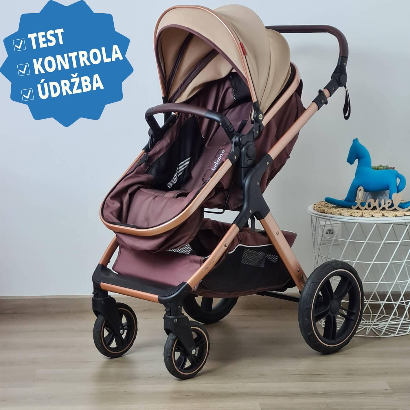 Belecoo X5 Linen Khaki s príslušenstvom - preverený kočík + darček batoh